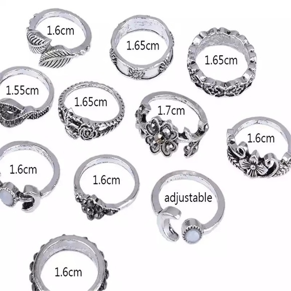 Vintage Boho Style Stackable Midi Rings Set - Picture 3 of 4